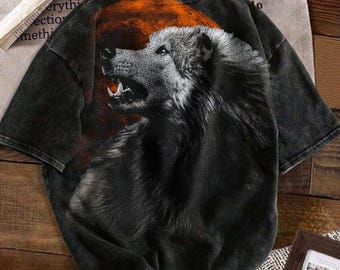 Wolf Halftone T-Shirt Design, Wild Animal Spirit PNG, Retro Forest Wolf Graphic for DTF, DTG, Sublimation Digital Download, Aesthetic Nature
