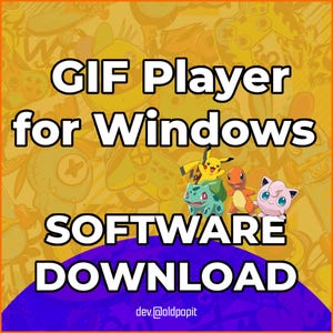 May include: A promotional image for GIF Player software for Windows. The image features the text "GIF Player for Windows SOFTWARE DOWNLOAD" in bold white letters. The image also includes cartoon characters and a purple and yellow background.