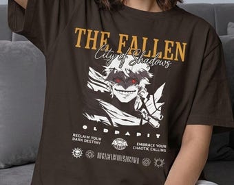 The Fallen: City of Shadows - Dark Anime Halftone Streetwear T-Shirt
