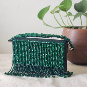 Green Beaded Handbag || Clutch || Sling Bag
