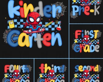 スーパーヒーロースクールグレードバンドルPNG、スーパーヒーロー新学期PNG、漫画キッズシャツPNG、男の子の初登校PNG、プレッピーグレードレベルPNG