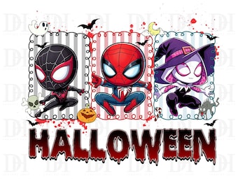 Cartoon Halloween PNG: Superhero Spooky Season Design (Digital Download)