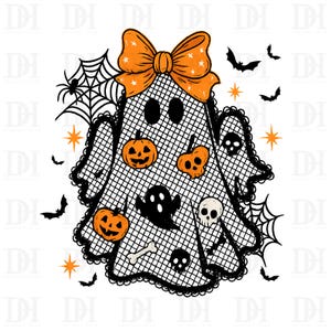Fantasma de renda preta PNG, Vibrações assustadoras PNG, Fantasma fofo de renda PNG, Halloween retrô PNG, Fantasma de renda de Halloween PNG, Temporada assustadora PNG