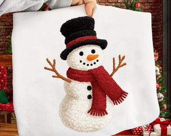 Retro Yarn Crochet Christmas Snowman Png, Cute Knitting Snowman Png, Trendy Christmas Crochet Png, Faux Yarn Christmas Png, Merry Christmas