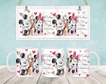 Valentine Mouse and Friends Mug Wrap Design Png, Valentine Mouse 11oz Mug Sublimation Png, Valentine 11Oz Mug Wrap Png, Valentines Day Mug