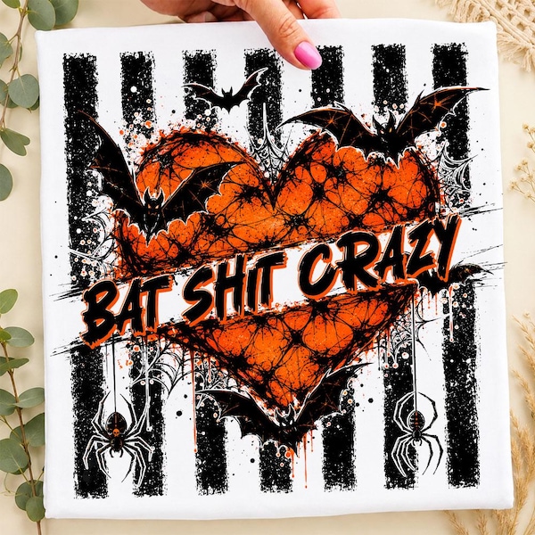 Halloween Bat Shit Crazy Png, Flying Bats Png, Retro Halloween Bats Png, Spooky Vibes Png, Halloween Mental Health Png, Spooky Season Png