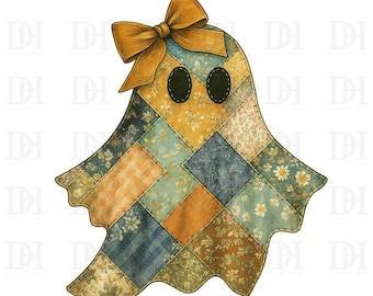 Boho Blumengeist Png, Patchwork Geist Png, Süßer Boo Geist Png, Retro Halloween Png, Halloween Geist Png, Gruselige Jahreszeit Png