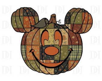 Cartoon Halloween Png, Pumpkin Mouse Head Png, Floral Patchwork Pumpkin Png, Halloween Mouse Png, Halloween Png, Halloween Pumpkin Png