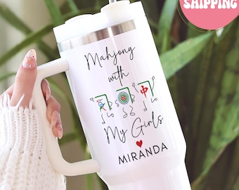 Personalized Mahjong Tumbler, Mahjong with My Girls Cup, Game Night Gift