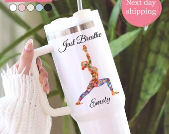 Personalized Yoga Tumbler with Name, 40oz Custom Yoga Instructor Gift