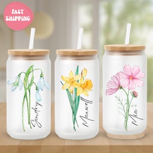 Birth Flower Personalized Tumbler, Custom Mom Cup with Kids Names, Mother&#39;s Day Gift, Birthday Gift for Mom, Mama Birth Flower Cup