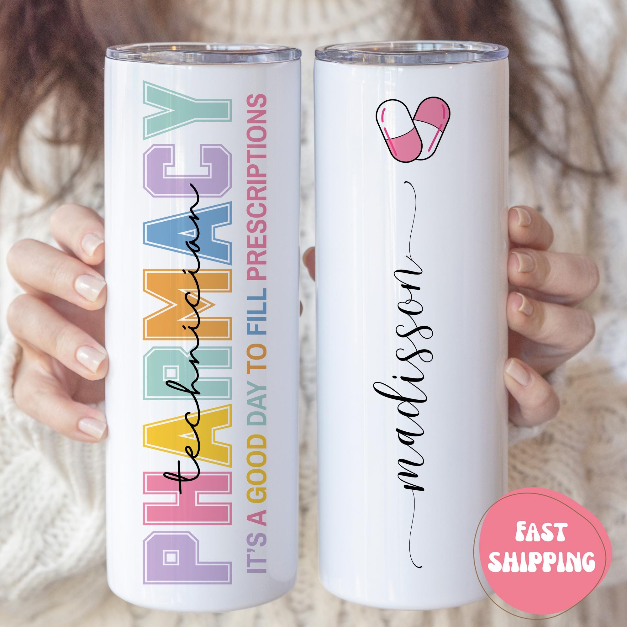 Personalized Pharmacy Technician Tumbler, Custom Name Pharmacist Cup, Pharmacy Student Graduation Gift, Pharmacy Tech Appreciation Gift