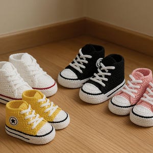 Handmade Crochet, Baby Boy Girls Booties, Crochet Baby Shoes, Crochet Pattern Baby Shoe, Gifts For Baby, Newborn Crochet Pattern, Sneakers