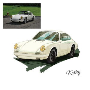 Custom Car Portrait from Photo – Personalized Car Drawing Gift for Boyfriend, Car Lover, Father&#39;s Day, Digital Download