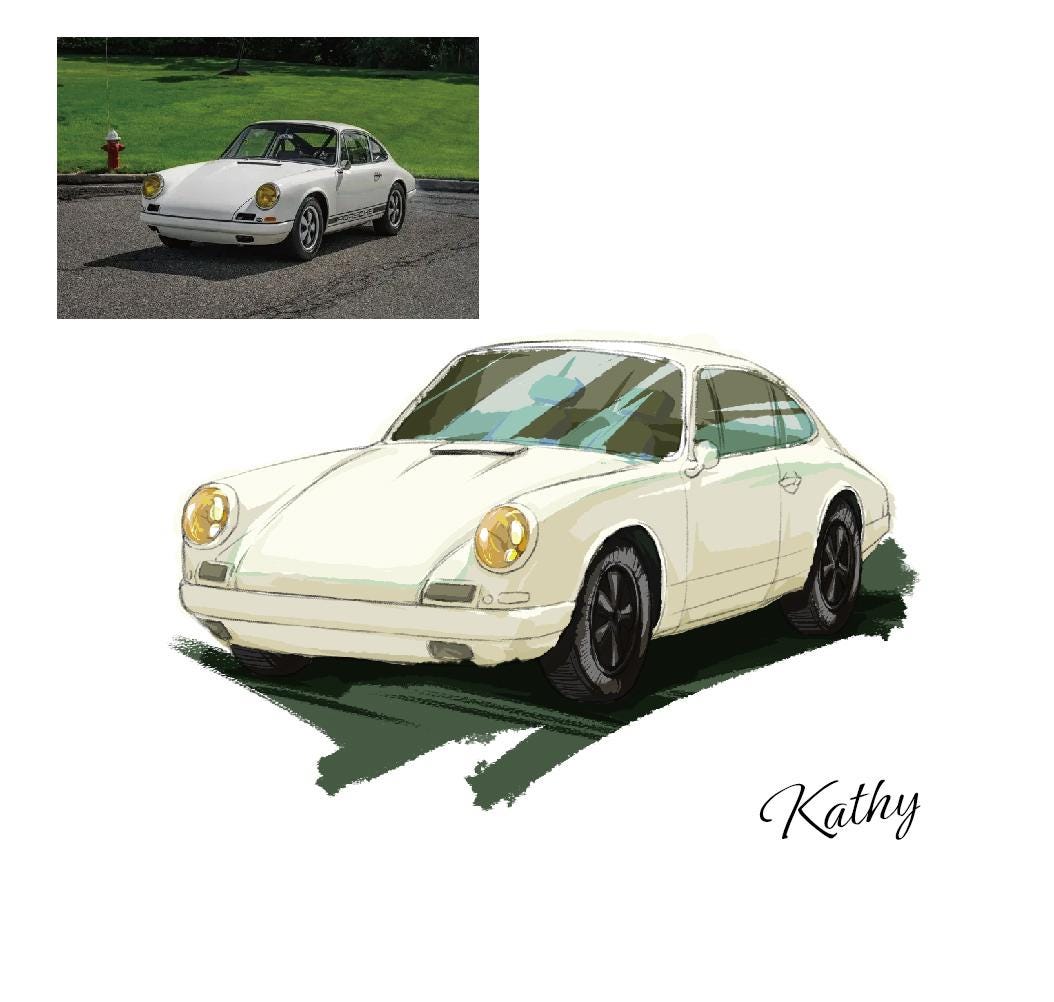 Custom Car Portrait from Photo – Personalized Car Drawing Gift for Boyfriend, Car Lover, Father's Day, Digital Download
