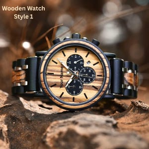 Men&#39;s Wood Watch, Engraved Watch, Personalized Watch for Him, 5th Anniversary Gift, Birthday Gift for Husband Dad Son Boyfriend,Gift for Him