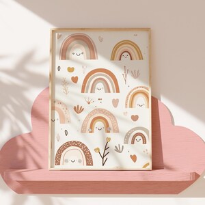 Impresión de arcoíris bohemio - Póster para habitación de bebé - Impresión para dormitorio de niña estilo bohemio - Impresión de decoración de pared para niños - Arte de arcoíris adorable - Impresión A5 A4 A3 A2