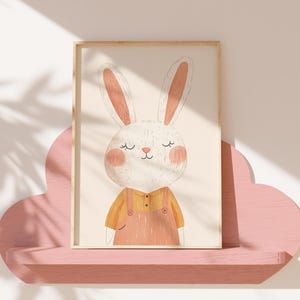 Impresión de conejo bohemio - Póster para habitación de bebé - Impresión para dormitorio de niña estilo bohemio - Impresión de decoración de pared para niños - Arte de conejo adorable - Impresión A5 A4 A3 A2
