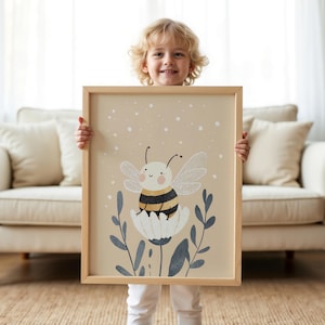 Impresión de abejorro - Póster para habitación de bebé - Impresión estilo bohemio para dormitorio de niña - Impresión decorativa de pared para niños - Arte de abejorro adorable - Impresiones A5, A4, A3 y A2