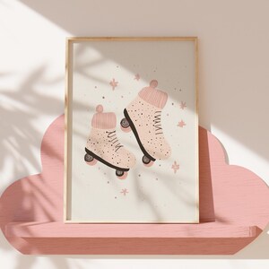 Impresión de patinaje sobre hielo - Póster para habitación de bebé - Impresión estilo bohemio para dormitorio de niña - Impresión de decoración de pared para niños - Arte de patinaje sobre hielo adorable - Impresión A5, A4, A3 y A2