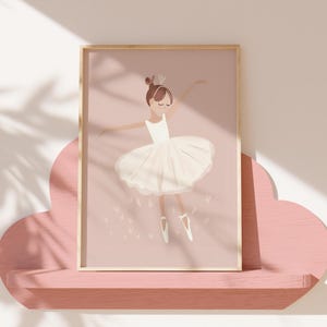 Lámina de bailarina - Póster para habitación de bebé - Lámina estilo bohemio para dormitorio de niña - Lámina decorativa de pared infantil - Arte de bailarina adorable - Lámina A5, A4, A3 y A2
