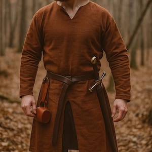 Viking Halloween Mens Tunic, Medieval Linen Viking Tunic, Ren Faire Pirate Shirt, Renaissance Larp Costumes, Vintage Men&#39;s Warrior Tarbard
