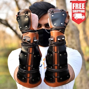 Medieval Knight Armor, Viking Samurai Larp Armor, Renaissance Men Leather Armor, Medieval Ren Faire Carnival Hand Armor, NEXT DAY DISPATCH