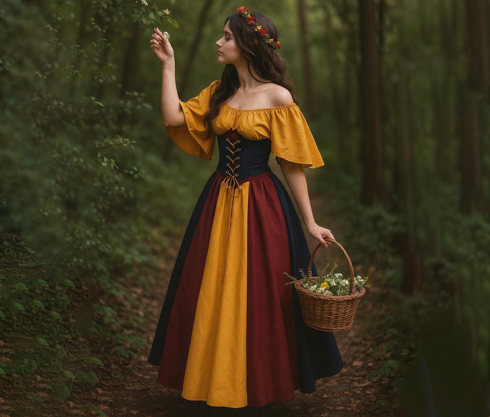 AOTHSO Mittelalter-Feen-Kostüm Set Für Damen – Inkl. Kleid, Elfenohren, Strümpfe & Zubehör (Größen M-XXXL)