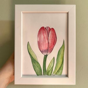 Disegno floreale realizzato a mano con china e acquerelli – Arte botanica su cold press paper – Disegno con cornice inclusa