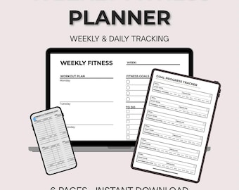 Weekly Fitness Planner | Workout Log, Progress Tracker & Goal Planner | Minimalist Gym Printable