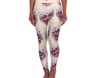 Leggings da yoga a vita alta con motivo a cuore / stampa integrale