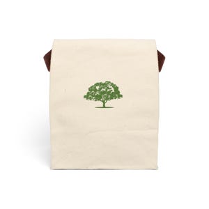 Eco-Friendly Canvas Lunch Bag with Tree Design, Sustainable Tote, Reusable Lunchbox, Green Gift for Nature Lovers, Picnic Essential