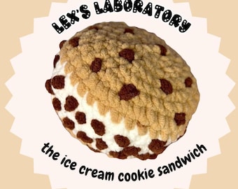 Chip the Ice Cream Cookie Sandwich Crochet Pattern - Amigurumi Low Sew Plushie PDF pattern by Lex's Laboratory