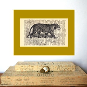 Tiger, bookish gifts, literary gifts, old book pages, book nook