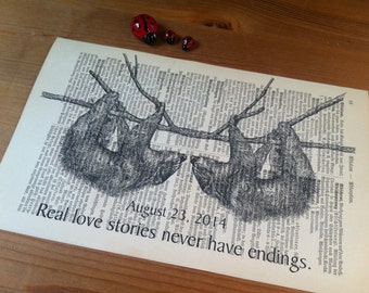 Sloth Gift, Real Love Stories Never Have Endings, Sweet Fiance Gift for Him, Literary Gifts