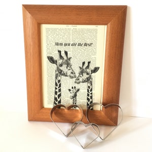 Giraffe Family, dictionary print, literary gifts, book nook, bookish gifts, old book pages image 1