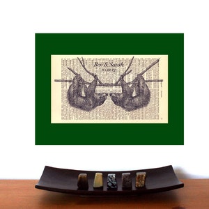 Sloth Love, dictionary print, literary gifts, book nook, zero waste gifts