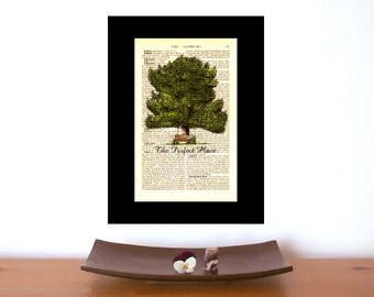 Green Tree Perfect Place, dictionary print, mindfulness gift, old book pages, literary gifts