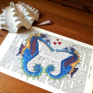Rainbow Seahorse Love Art Print, Literary Wedding Gifts, literary gifts