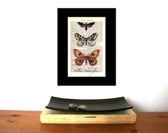 Bookish Gifts for Readers Butterfly Art Print on old Book Pages