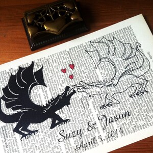 Dragons Love Original 1896, dictionary print, literary gifts, old book pages, mindfulness gift