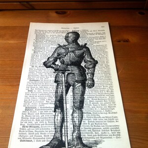 Ritter in voller Rüstung Vintage Illustration, literarische Geschenke, Achtsamkeit Geschenk
