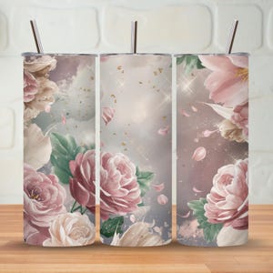 Floral 3D Stitch Tumbler Wrap PNG, Sublimation Design, 20oz Skinny Straight & Tapered Tumbler Wrap, Digital Download, Digital Sticker