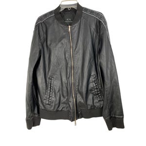 Armani Exchange Leather Jacket Mens - Etsy
