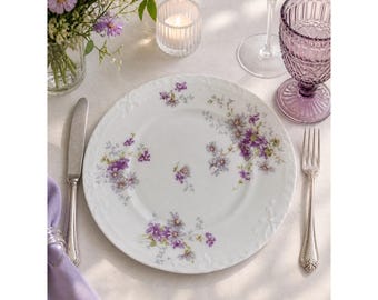Haviland Limoges France Antique Dinner Plate 10" Gild Pink Floral Sprig Multiple