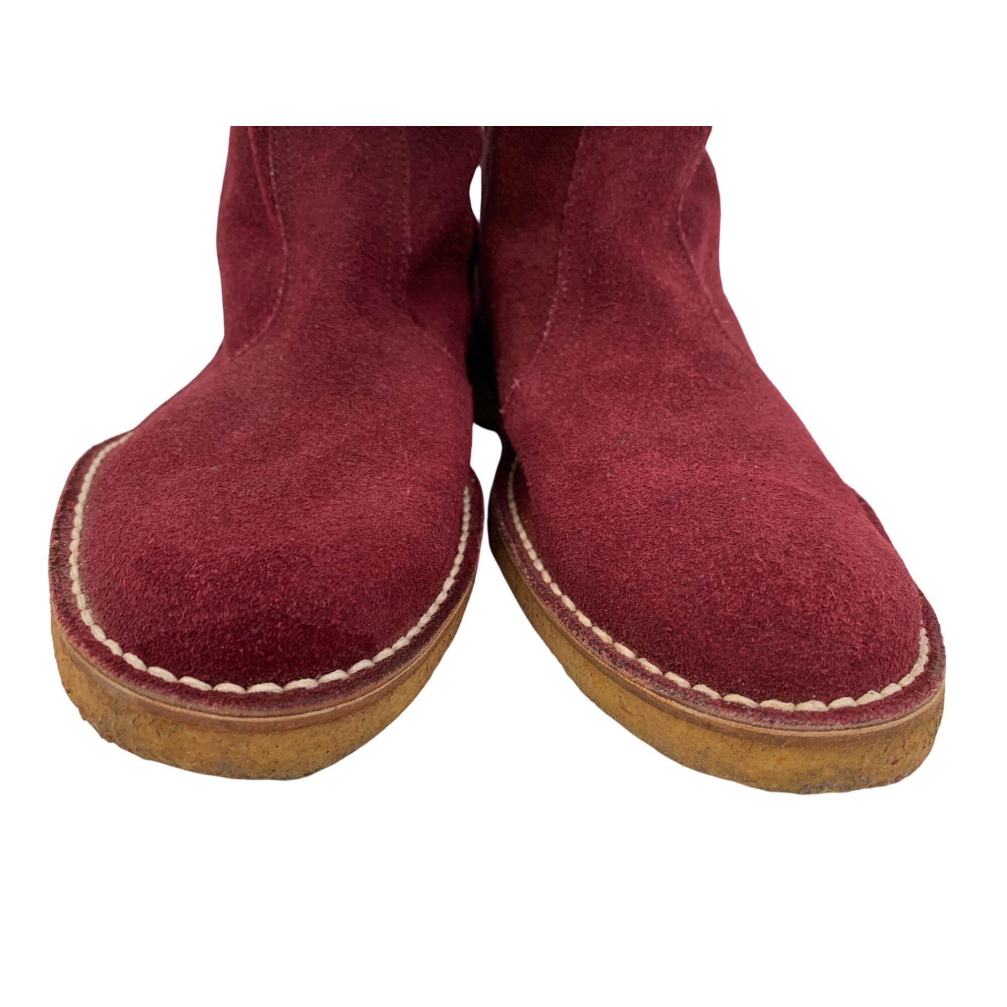 Vintage Playboy Mens Burgundy Leather Square Toe Ankle Boots Block Heel 7.5 D Burgundy Patent Leather Ankle Boots – Square Toe & 6.5 Cm  main image 2