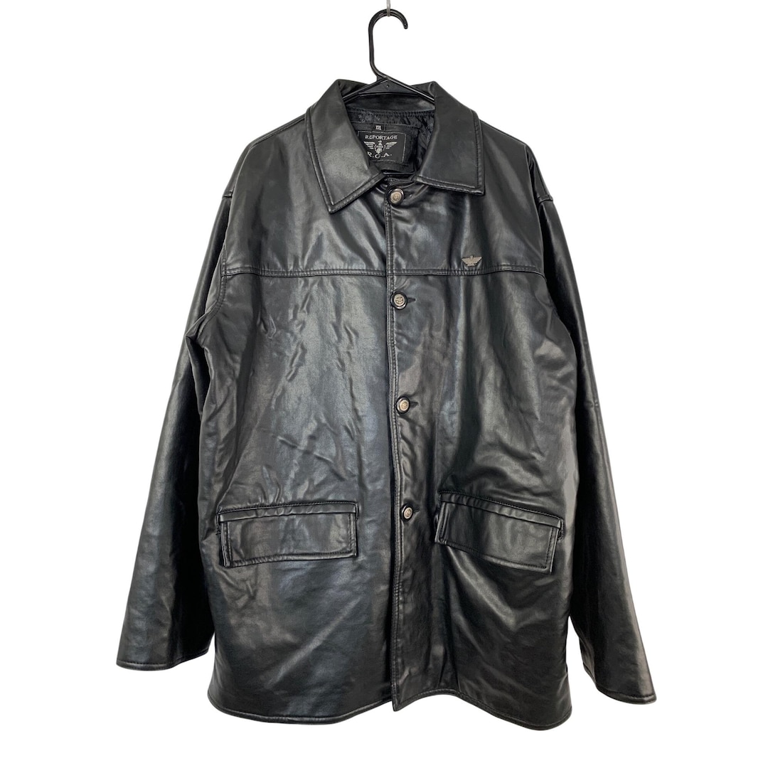 Vintage Reportage Giorgio Armani RGA Leather Coat Monogram Lining