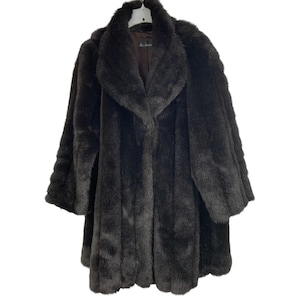 Vintage Black Faux Fur Coat XL Donnybrook Basso Pockets EUC Winter RE10183  USA