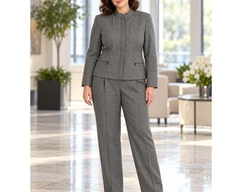 Vintage Pendleton Plus Wool Pantsuit Womens 14W Gray Made in USA VGC