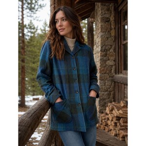 Vintage Pendleton Womens Heritage Collection Y2K Plaid Wool Shirt M Blue